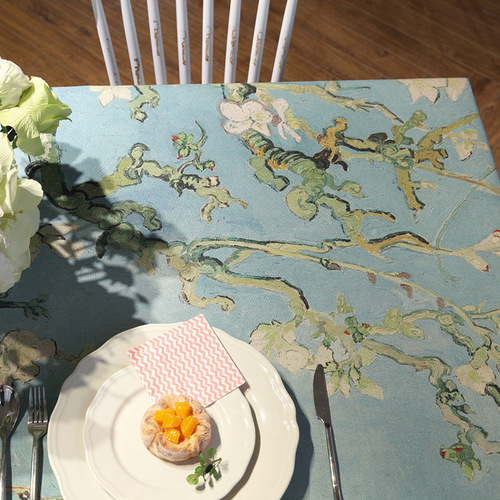 Master painting digital printing tablecloth American French thickened cotton and linen fabric table cloth coffee table cloth pastoral style cover cloth