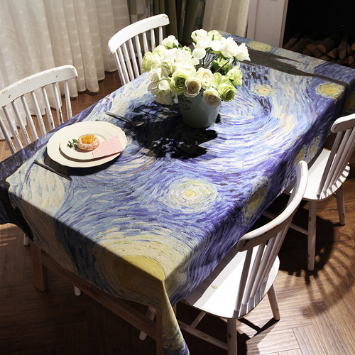 Master painting digital printing tablecloth American French thickened cotton and linen fabric table cloth coffee table cloth pastoral style cover cloth