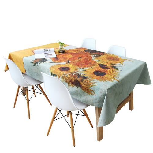 Master painting digital printing tablecloth American French thickened cotton and linen fabric table cloth coffee table cloth pastoral style cover cloth