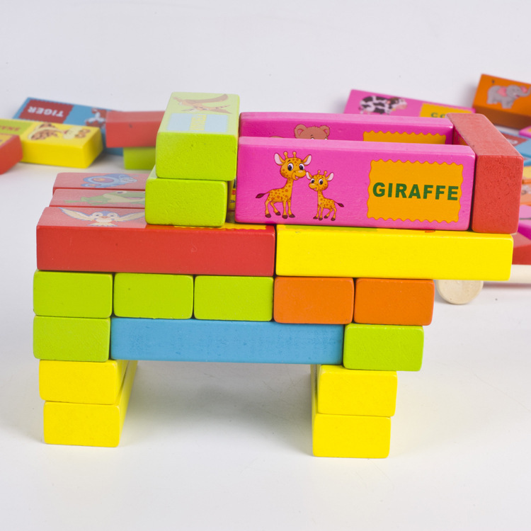 Los niños de educación temprana de madera de ocio animal Jenga Genga gengagan Genga