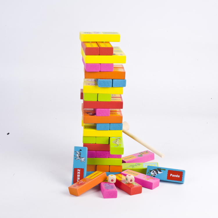 Los niños de educación temprana de madera de ocio animal Jenga Genga gengagan Genga