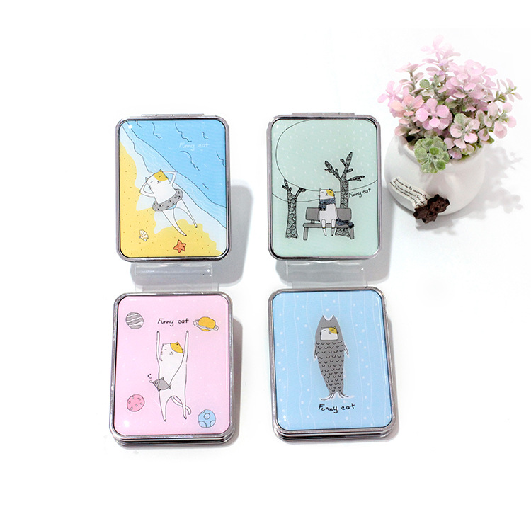 Moda pequeño fresco pequeño espejo creativo moda lindo Flip princesa espejo de maquillaje regalo