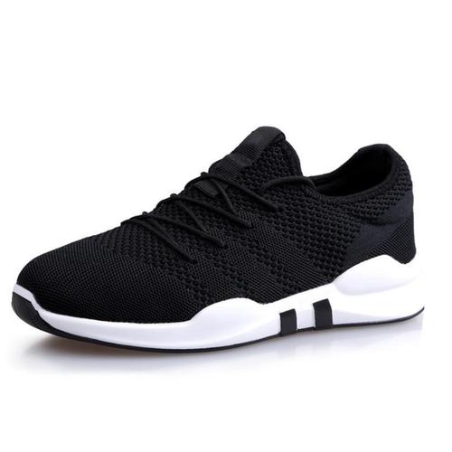 Running shoes  autumn sports and casual shoes trendy fly woven breathable soft sole fashion mesh casual men's shoes