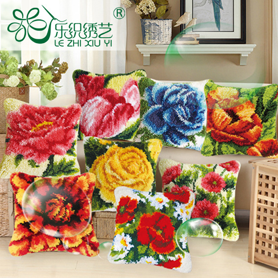 Pillow diy carpet embroidery section embroidery hand hook pillow wool pillow sofa cushion factory wholesale material kit