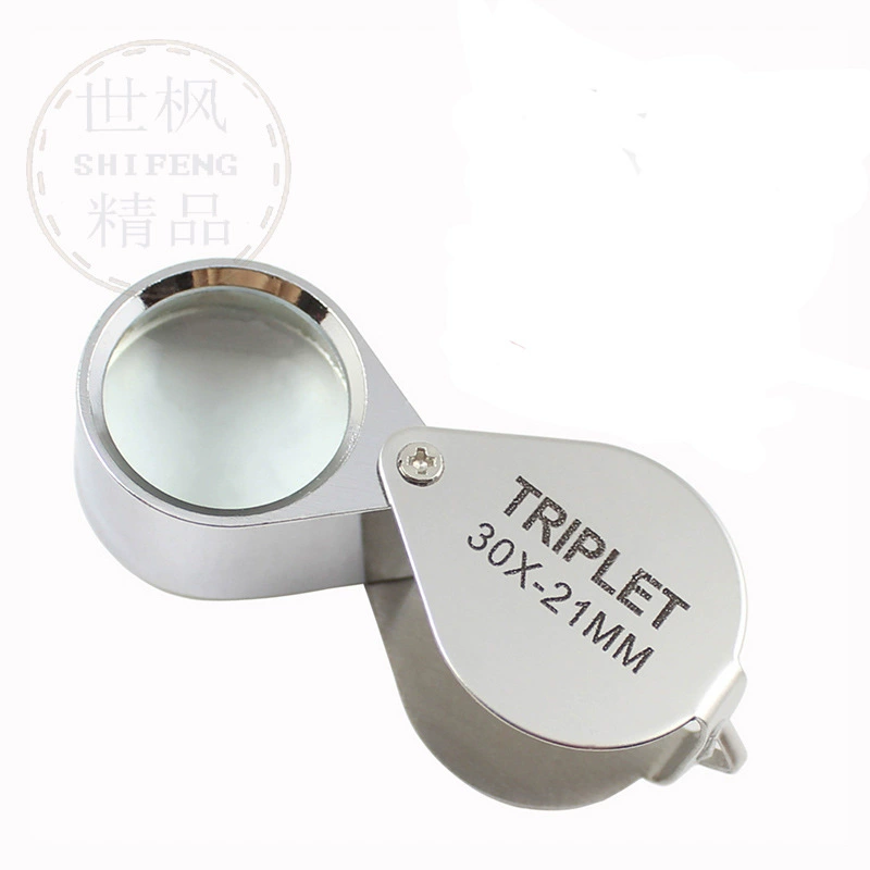 Megonifi 10X20X30X Ювелирные изделия Curio Pattern Складная портативная полностью Металлическая стеклянная линза 1152