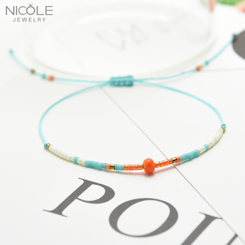 DIY pulsera de la joyería de las mujeres simples granos de arroz personalidad original artesanía color mezclado tejido joyería de moda ventas directas de la fábrica