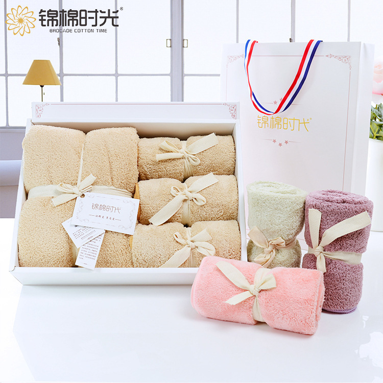 New Creative Wedding Supplies Gift Box Towel Set Water-Absorbent Quick-Drying Coral Velvet Gift Box Towel Set