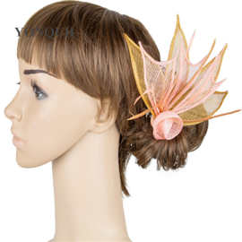 花朵网纱发夹新娘发饰玫瑰花头饰宴会表演顶饰ebay速卖通爆款