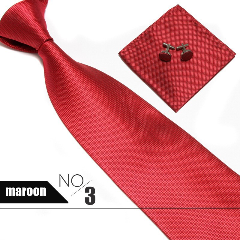 10cmネクタイセット15色ダーク柄色織ポケットタオルカフスボタンメンズビジネスハンカチネクタイ3点セット