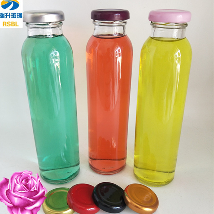 现货批发300毫升玻璃瓶制品奶茶瓶  冷饮料瓶酵素玻璃瓶马口铁盖