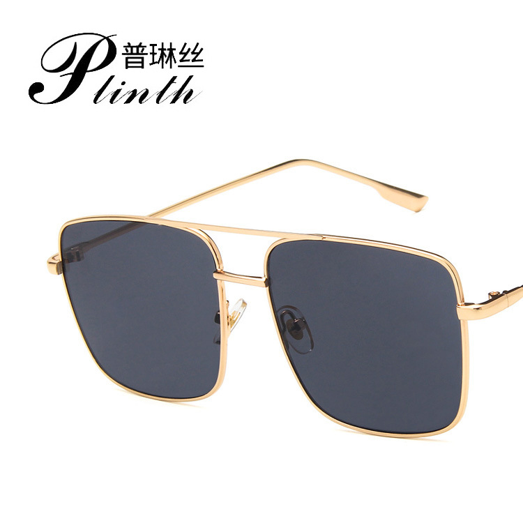 Cross-border 2018 retro metal generous frame sunglasses European and American Marine sunglasses fashion double beam sunglasses