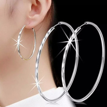 時尚耳環供應韓國銀耳飾 菱形車花耳圈 歐美誇張超大圈圈耳墜批發