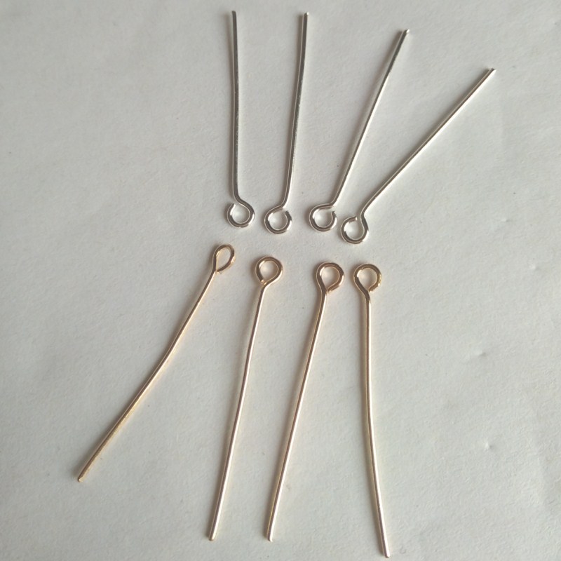 厂家现货铜铁饰品配件项链耳环镀金9字针圆圈镀银平针合金耳夹针