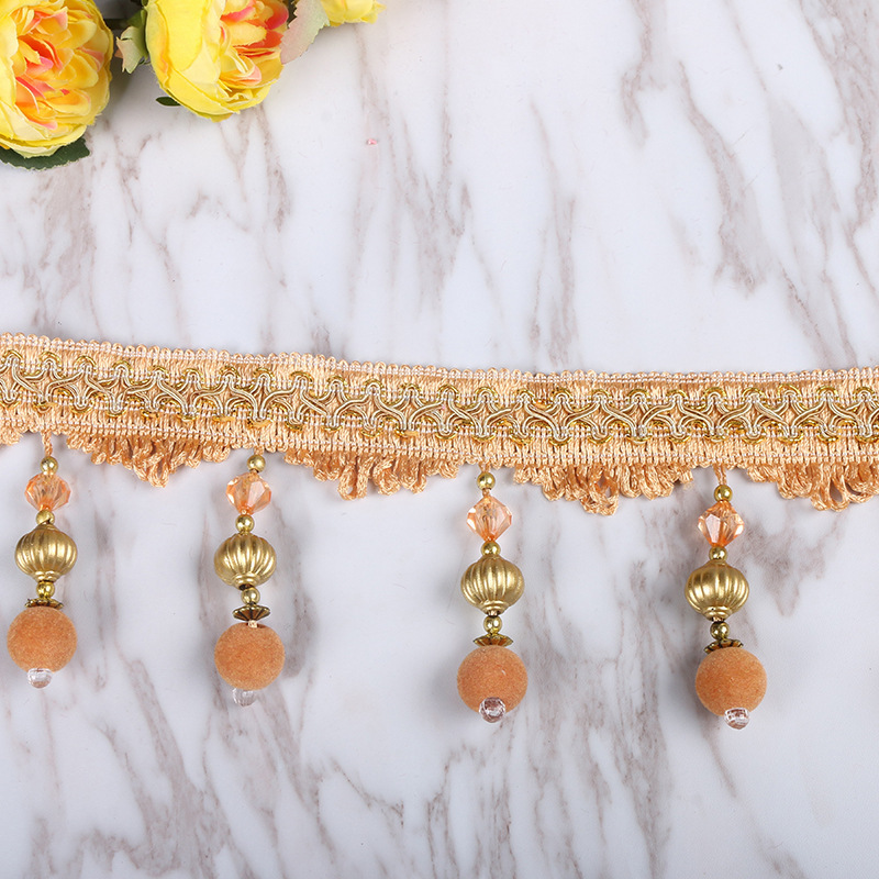 灯笼绒珠窗帘镶边窗纱珠子配饰家装精品装饰辅料批发12米一板