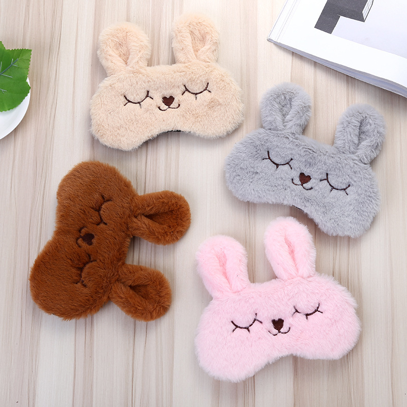 Cute Plush Rabbit Ice Pack Eye Mask for Adults Autumn and Winter Sleep Blackout Cartoon Eye Mask Velvet Eye Mask Wholesale