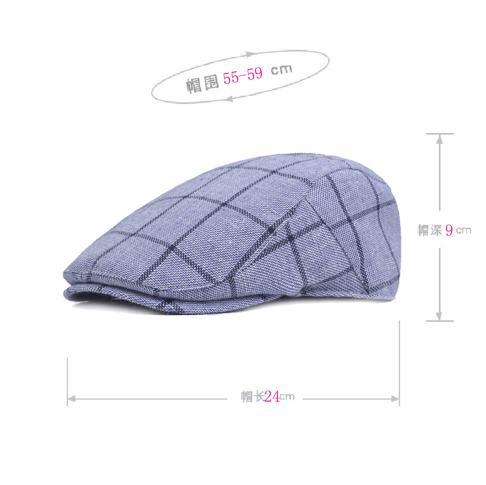 Artistic Youth boina de tela a cuadros de los hombres gorra de estilo universitario sombrero delantero sombrero de las mujeres sombrero de comercio exterior