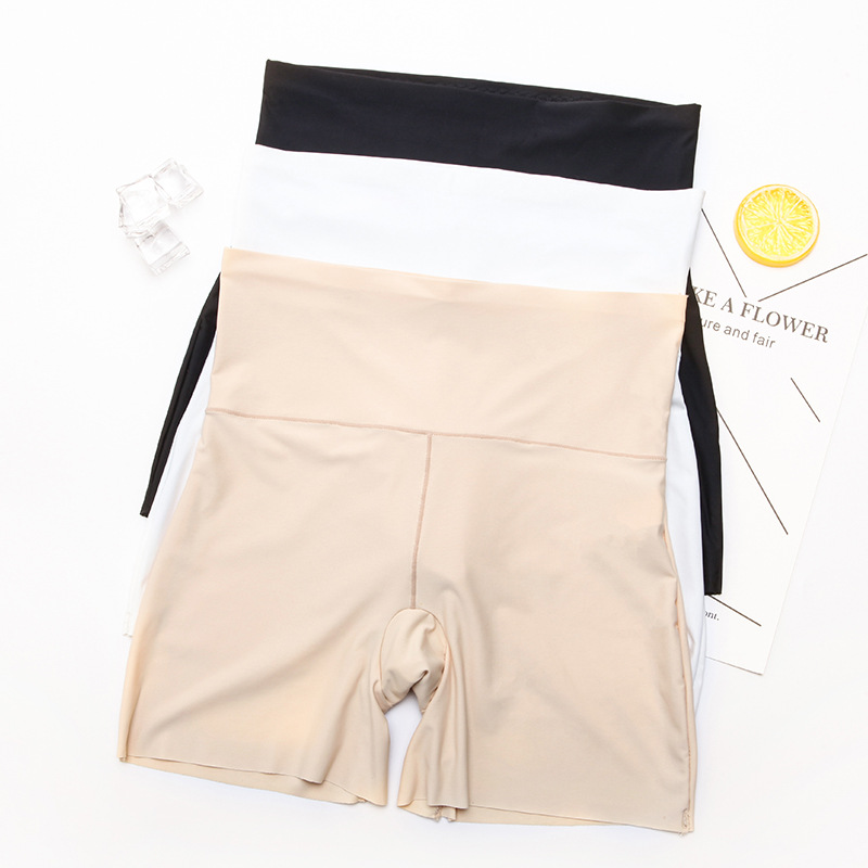 高腰女士冰丝收腹打底裤无痕平角防走光裤打底短裤女可外穿
