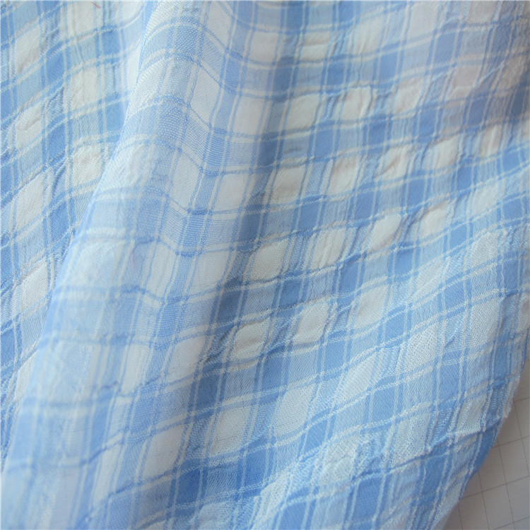 现货雪纺阳光小格布料 雪纺皱格子 朝阳格 女装童装布料