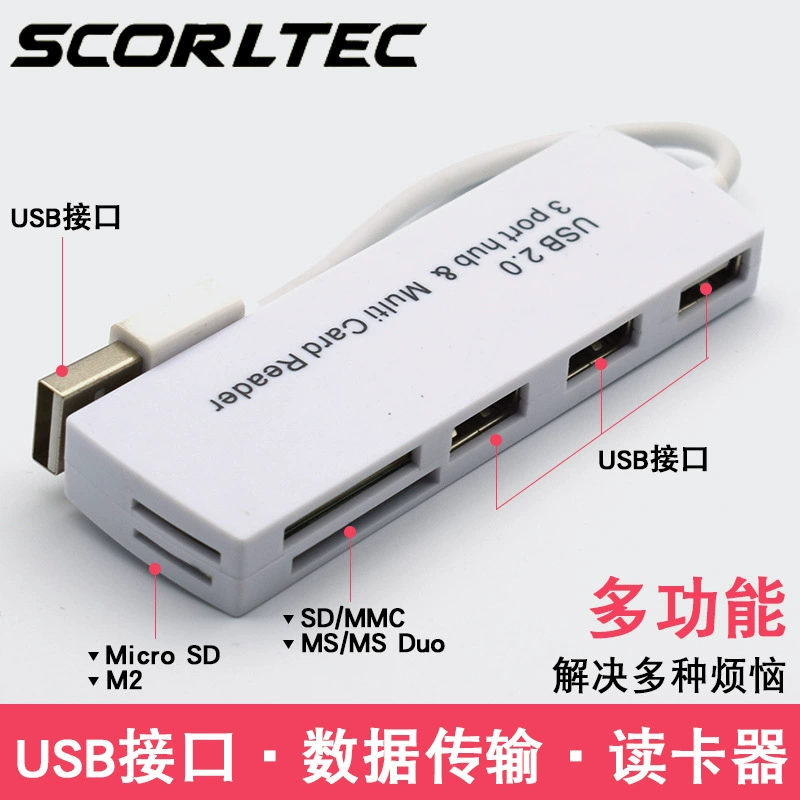 Кард-ридер USB2.0 SD/TF/MS/M2 комбинированный, поддержка внешних карт, многофункциональное устройство