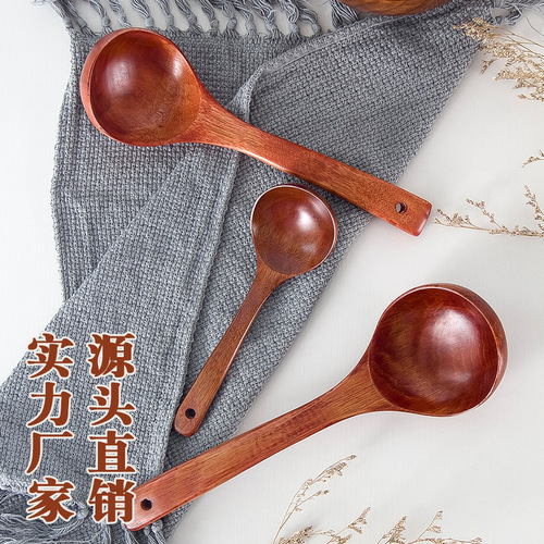Japanese old lacquer soup spoon long handle wooden spoon household porridge spoon nanmu multi-size soup spoon wholesale can be logo