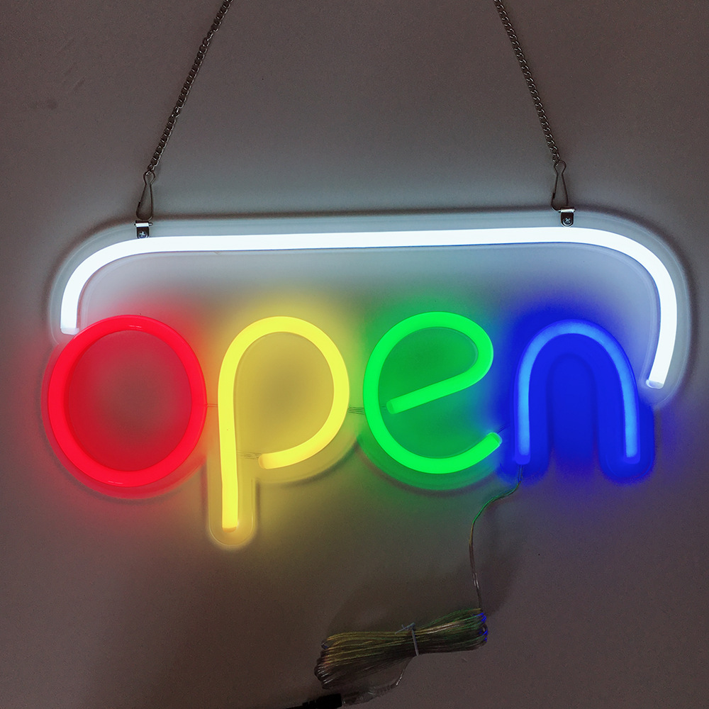 LED透明亚克力广告牌 OPEN柔性霓虹英文发光字牌 PVC灯条 厂家