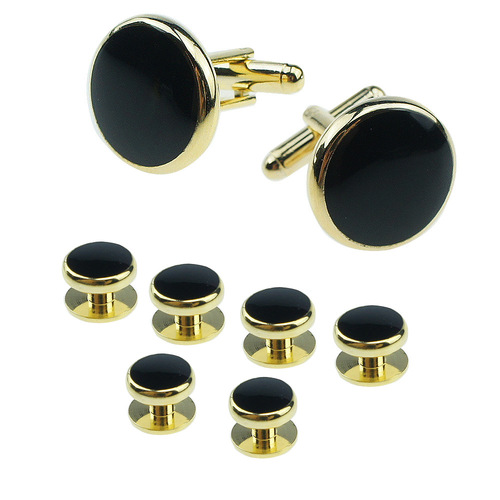 Dali Men's Cufflinks Set, French Shirt Round Oil Shell Cufflinks, 8-Piece Set
