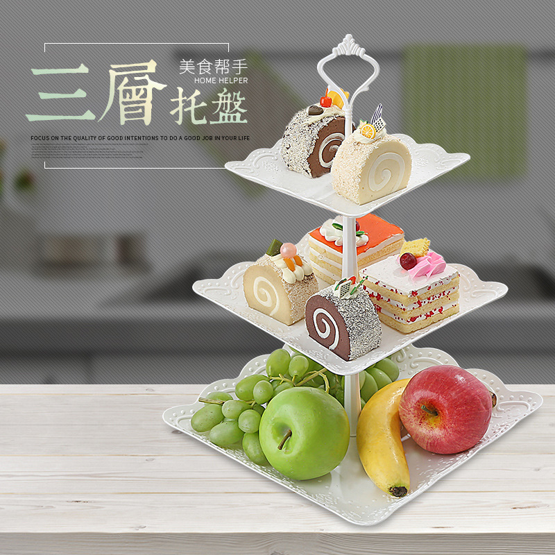 European-style Three-layer Fruit Plate Dried Fruit Plate Afternoon Tea Snack Tray Dessert Table Multi-layer Cake Rack Cake Table