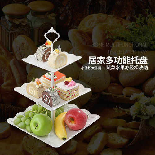 European three-tier fruit plate, dry fruit plate, afternoon tea snack tray, dessert table, multi-layer cake stand, cake setting table
