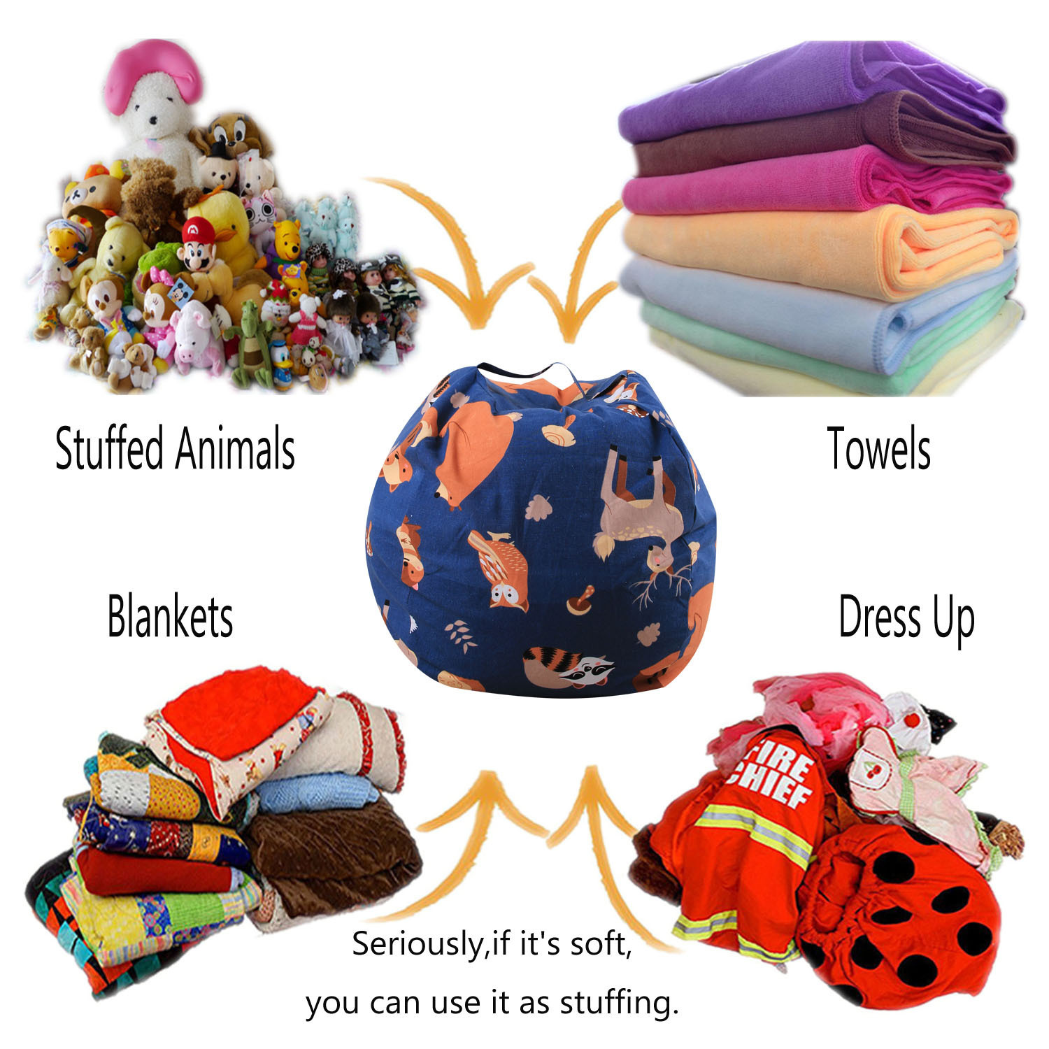 Children's plus toys storage bag beanbag unfilled baby seat
