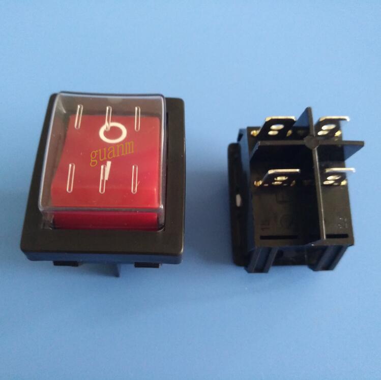 R519 32*25mm 大电流 船形开关 翘板 16A 20A 25A带红灯