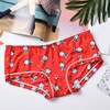 Japanese girl low -waist ice silk printed flowers without trace panties, lady, little green flower ice silk printed underwear