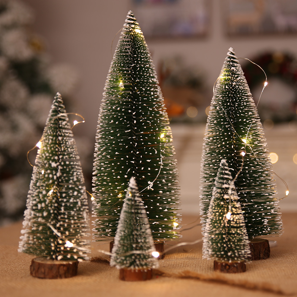 圣诞节装饰用品圣诞树摆件 迷你洁白圣诞松针树摆台酒吧商场装饰