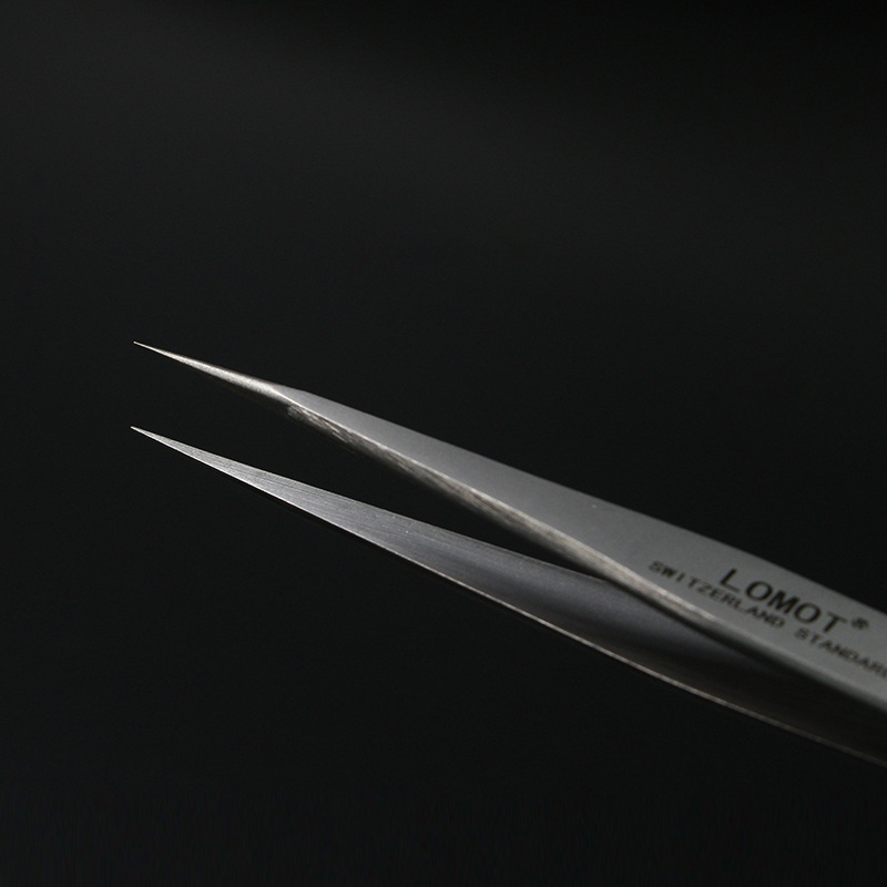 LOMOT无磁不锈钢镊子尖头特硬AA-SA磨砂防磁防酸加宽精密镊子