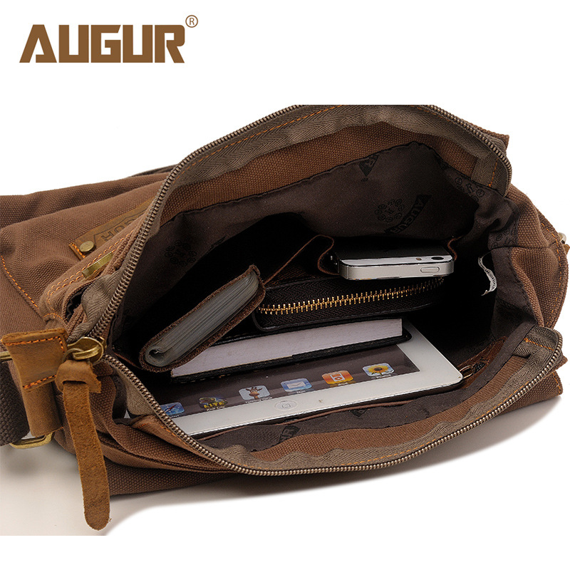 AUGUR nueva bolsa de lona para hombres y mujeres bolsa de mensajero vertical bolsa de hombro suministro transfronterizo retro europeo y americano