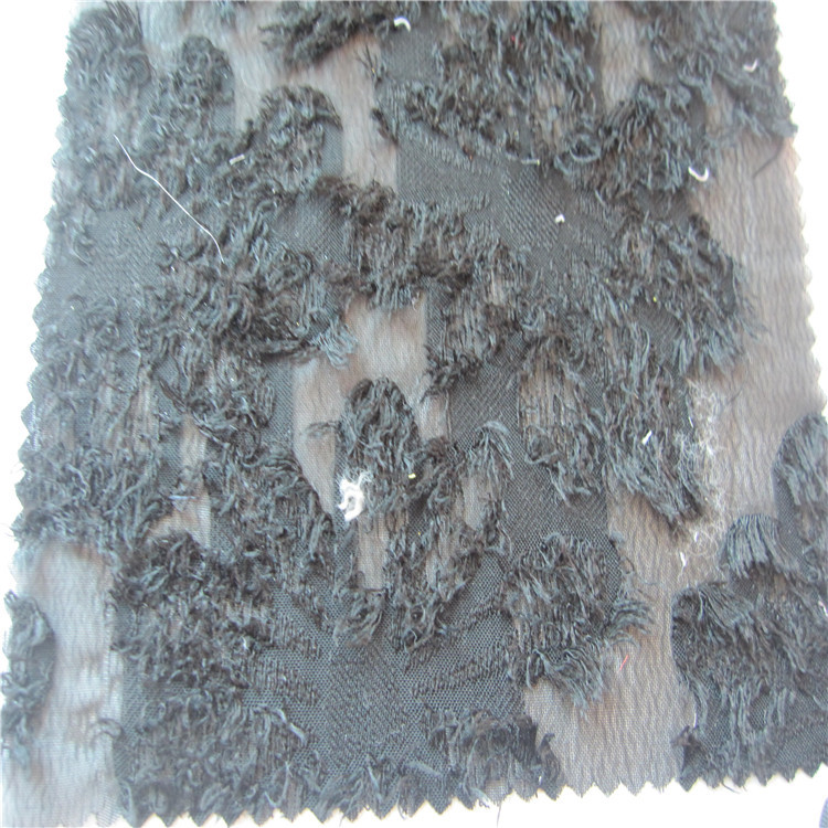 现货雪纺剪花布料 雪纺大花毛毛剪花布料 春夏时装连衣裙装面料