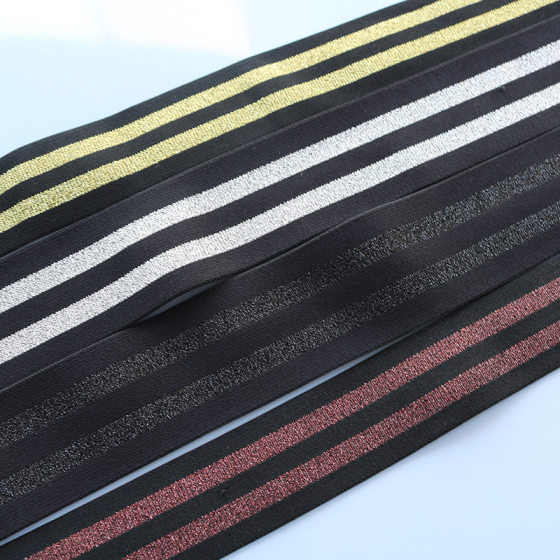 Hot selling recommended gold and silver stripes elastic belt skirt belt rubber accessories