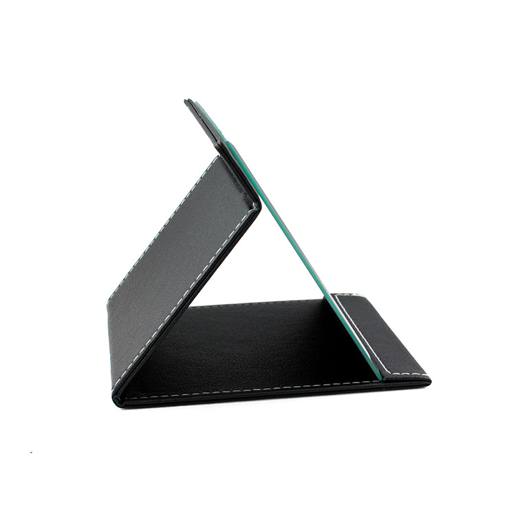 Espejo de almacenamiento plegable Yaliang espejo de papel de cuero PU espejo de maquillaje HD espejo de escritorio de dormitorio estudiantil personalizado