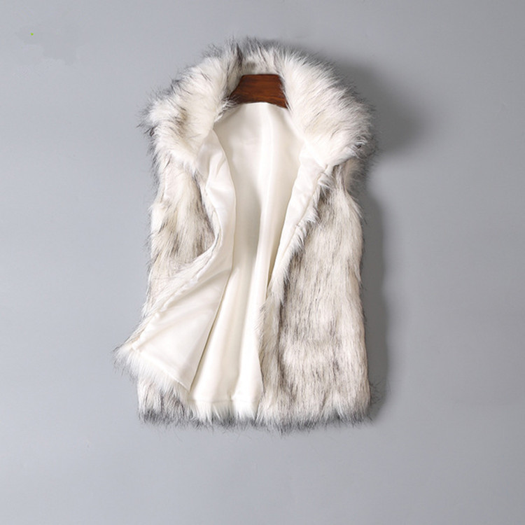 European and American Autumn and Winter New Mao Mao Vest Imitation Fur Vest Mid-length Vertical Collar Faux Fur Jacket Horse Clip Jacket European and American Autumn and Winter New Mao Mao Vest Imitation Fur Vest Mid-length Vertical Collar Faux Fur Jacket Horse Clip Jacket