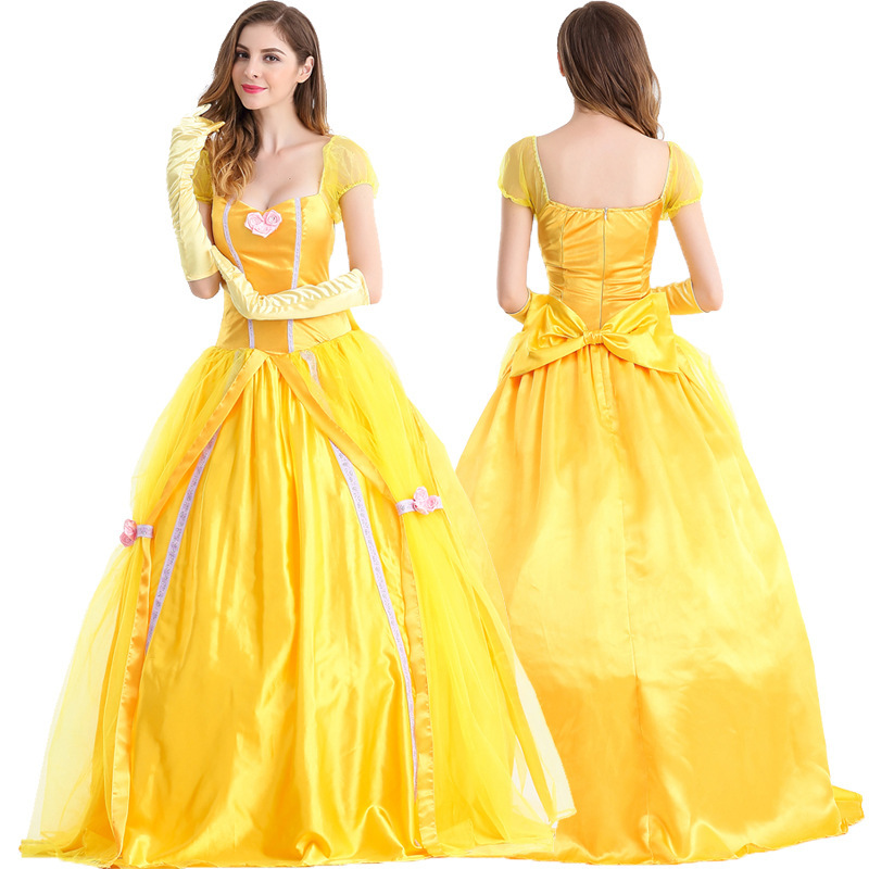 New Halloween Costume Belle Princess Dress Adult Beauty and the Beast Belle Snow Fancy Dress Costume