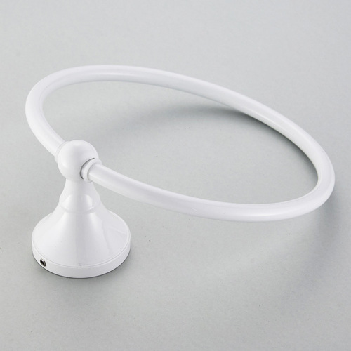 Bathroom hardware pendants wholesale copper material round simple white towel ring baked white paint towel rack towel hanging ring