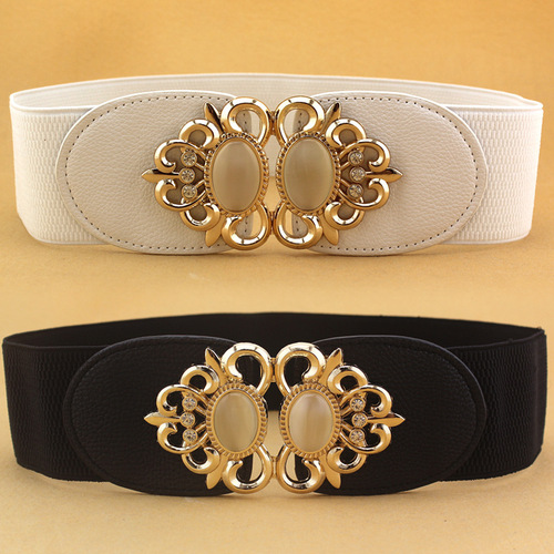 Women's Versatile Girdle Elastic Belt Fashionable Girdle Women's Double Cat's Eye Inlaid Skirt Belt Decoration One Piece Dropshipping