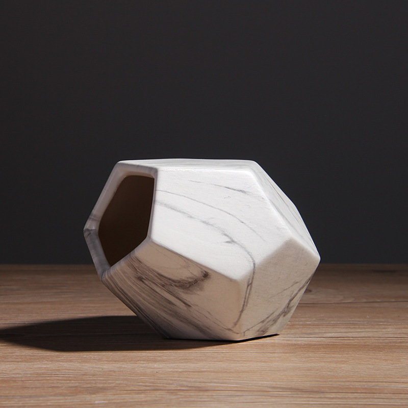 Nórdico marbling cerámica decoración creativa sala de entrada blanco florero nórdico decoración del hogar