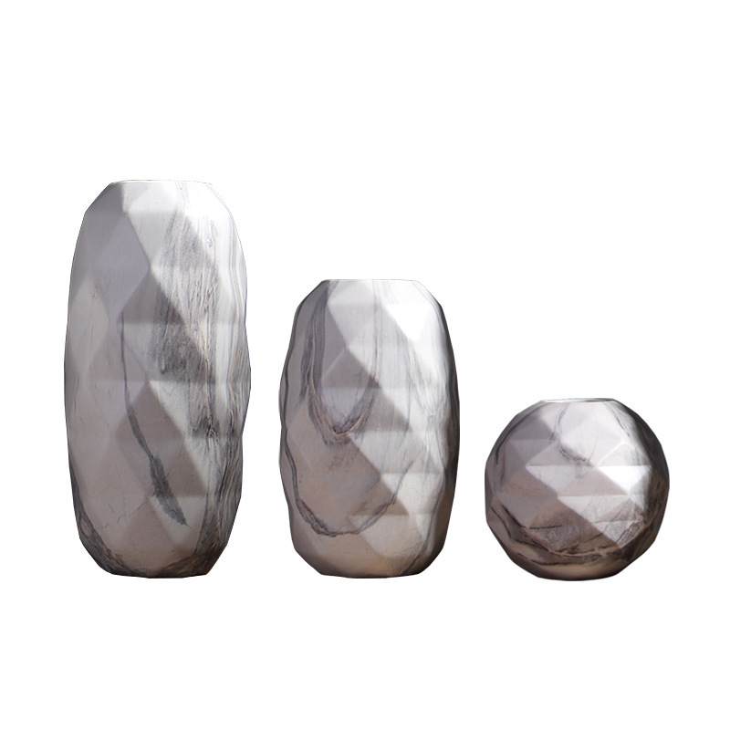 INS nórdico florero de cerámica sala de estar decoración del hogar marbling simple decoración con flor seca titular al por mayor