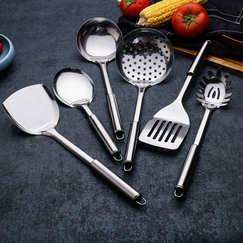 加厚不锈钢锅铲家用套装汤勺耐高温铲子漏勺厨房户外一件代发酒店