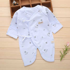 初生婴童装儿童连体衣新生儿衣服棉毛宝宝哈衣0-6个月蝴蝶衣夏季