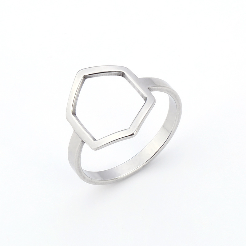 Venta directa de joyería de acero inoxidable, anillos huecos de acero titanio, electrocardiograma, figura 8, lema de seis caracteres, diseño original al por mayor. image 4