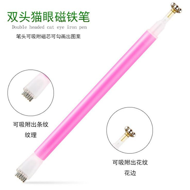 Bolígrafo magnético de ojo de gato para manicura de doble punta, flor de ciruelo, ondulación de agua, efecto de ojo de gato, imán de manicura con patrón multifuncional