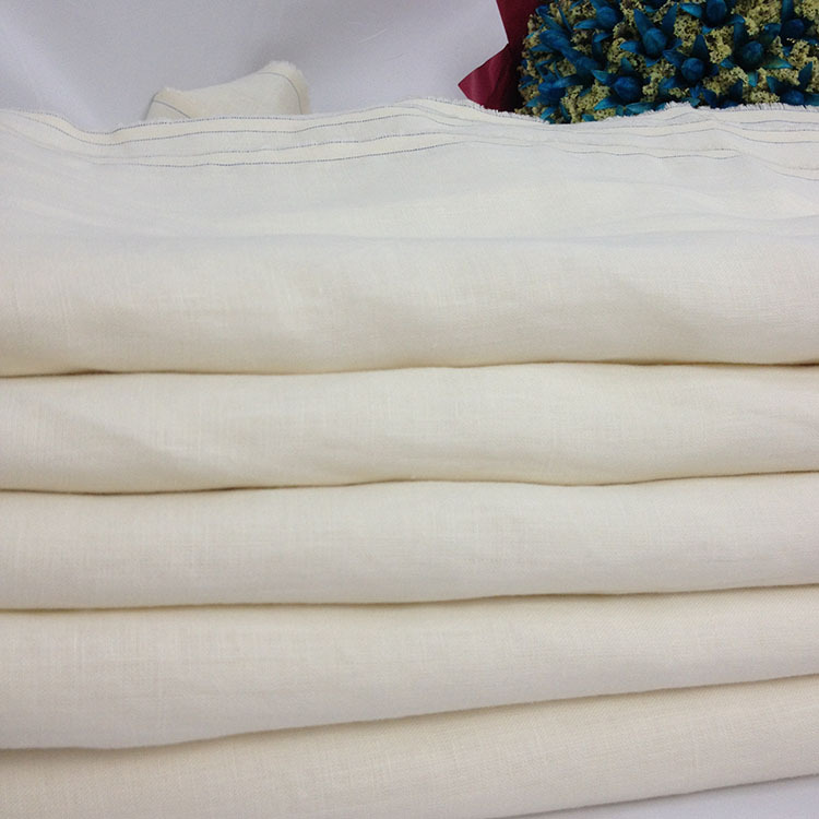 L亚麻床品宽幅面料春夏亚麻14支水洗米白面料加 工定 做批发