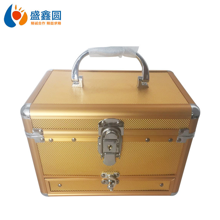 Factory supply aluminum alloy cosmetic case gold drawer with mirror makeup portable cosmetic case Factory supply aluminum alloy cosmetic case gold drawer with mirror makeup portable cosmetic case