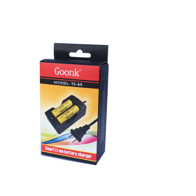 GOONK正品A9自动18650充电器 锂电池双槽带线智能18650充电器 3.7